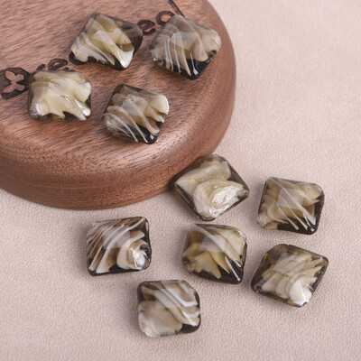 10 bucăți 21x20mm gri în formă de romb lucrate manual din sticlă mărgele libere pentru artizanat, bijuterii, descoperiri