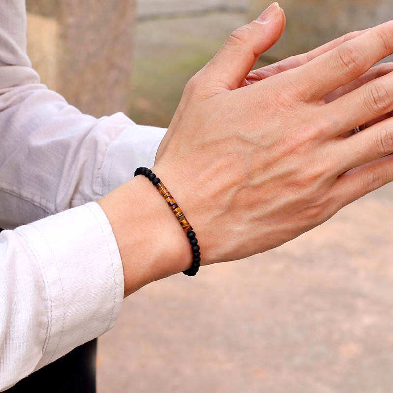 Nový minimalistický 4mm korálkový náramok unisex cisársky ónyx malý kameň braclet meditácia joga strand braslet pár brazalete pulsera