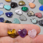 Πολύπλευρο σχήμα καρδιάς Πέτρα γούρι χάντρα φυσικός αμαζονίτης Αμέθυστοι Tiger Eye Πολύτιμοι λίθοι Χάντρες για κοσμήματα Σκουλαρίκια Κολιέ DIY