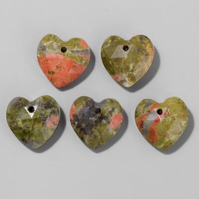 Πολύπλευρο σχήμα καρδιάς Πέτρα γούρι χάντρα φυσικός αμαζονίτης Αμέθυστοι Tiger Eye Πολύτιμοι λίθοι Χάντρες για κοσμήματα Σκουλαρίκια Κολιέ DIY