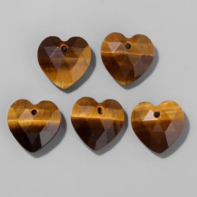 Πολύπλευρο σχήμα καρδιάς Πέτρα γούρι χάντρα φυσικός αμαζονίτης Αμέθυστοι Tiger Eye Πολύτιμοι λίθοι Χάντρες για κοσμήματα Σκουλαρίκια Κολιέ DIY