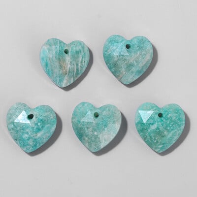 Πολύπλευρο σχήμα καρδιάς Πέτρα γούρι χάντρα φυσικός αμαζονίτης Αμέθυστοι Tiger Eye Πολύτιμοι λίθοι Χάντρες για κοσμήματα Σκουλαρίκια Κολιέ DIY