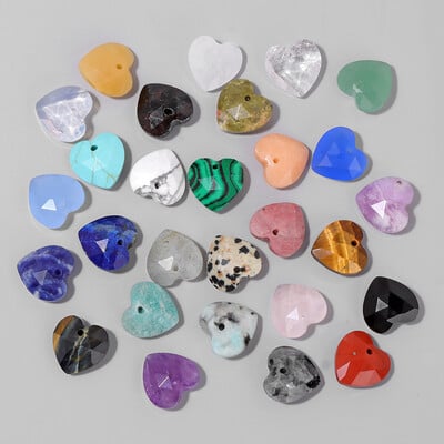Πολύπλευρο σχήμα καρδιάς Πέτρα γούρι χάντρα φυσικός αμαζονίτης Αμέθυστοι Tiger Eye Πολύτιμοι λίθοι Χάντρες για κοσμήματα Σκουλαρίκια Κολιέ DIY