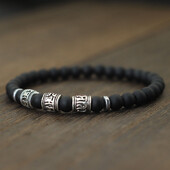 Vintage muška narukvica s perlama Om Mani Padme Hum Mantra Narukvica Viking Nakit Dodaci Prirodna lava Tigrove oči Kamena narukvica