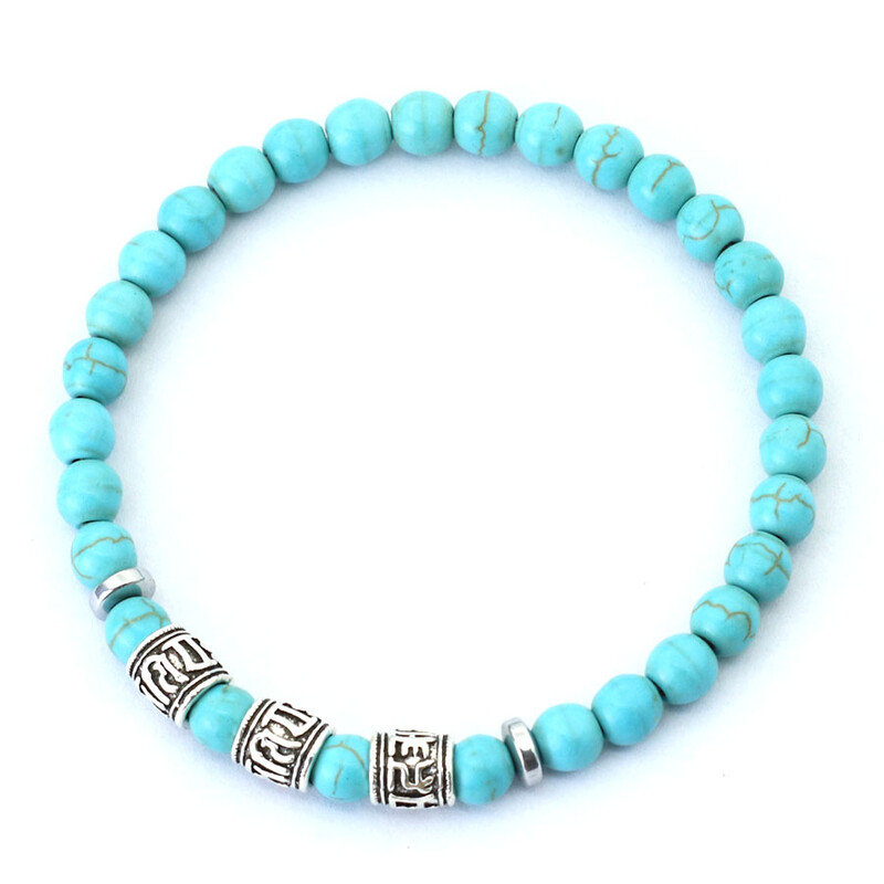 Vintage muška narukvica s perlama Om Mani Padme Hum Mantra Narukvica Viking Nakit Dodaci Prirodna lava Tigrove oči Kamena narukvica