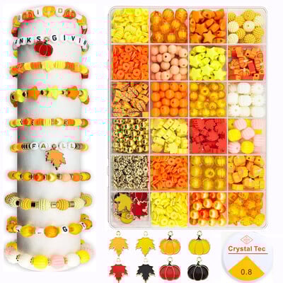 1700 buc. Mărgele de argilă în stil toamnă. Mărgele de perle stea. Brățări de prietenie. Kit de fabricare de colier pentru kit de bijuterii, accesorii DIY