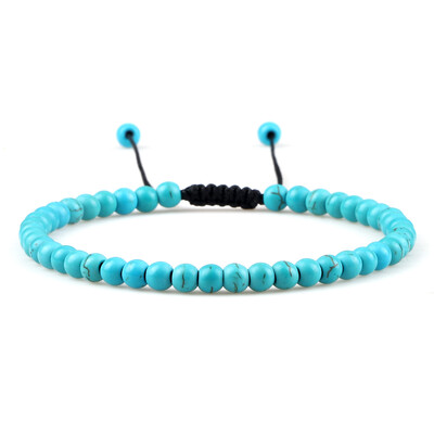 4 mm-es természetes kőből készült kerek gyöngyök karkötő, női minimalizmus, állítható bőr karkötők ékszerek férfi gyógyító jóga pulszera ajándék