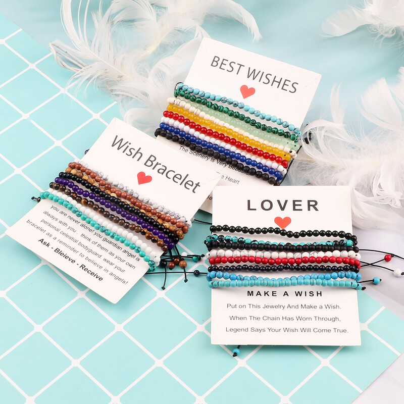 4 mm-es természetes kőből készült kerek gyöngyök karkötő, női minimalizmus, állítható bőr karkötők ékszerek férfi gyógyító jóga pulszera ajándék