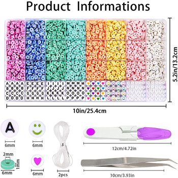 3860Pcs Macarons χρώματος Πολυμερικός Πηλός Χάντρες Σετ Επίπεδες χάντρες για Μοναδικό Βραχιόλι Λαιμό Κατασκευής Letter Beads Diy Αξεσουάρ