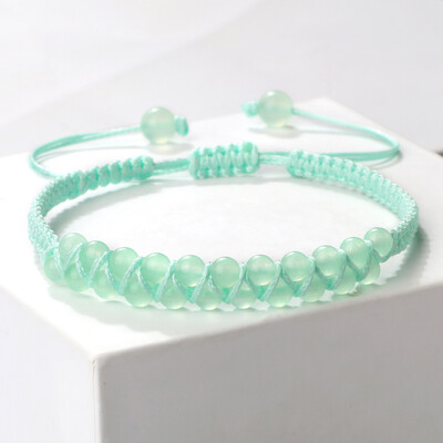 Dupla soros 4 mm-es természetes malachit gyöngyök karkötők, kézzel készített, állítható, fonott karkötők nőknek Férfi Divat Barátság Ajándékok