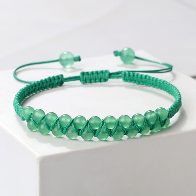 Dupla soros 4 mm-es természetes malachit gyöngyök karkötők, kézzel készített, állítható, fonott karkötők nőknek Férfi Divat Barátság Ajándékok
