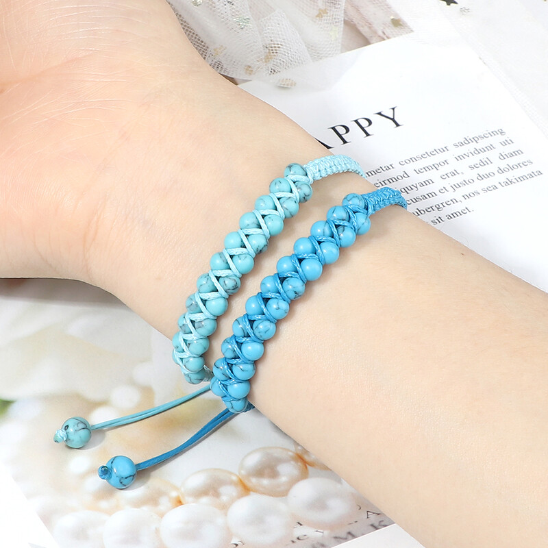 Dupla soros 4 mm-es természetes malachit gyöngyök karkötők, kézzel készített, állítható, fonott karkötők nőknek Férfi Divat Barátság Ajándékok