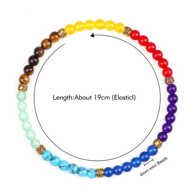 Narukvice od mini perli od 4 mm Reiki Narukvica za ravnotežu iscjeljivanja 7 čakri za žene Muškarci Yoga od prirodnog kamena Ručno izrađene narukvice ženski nakit