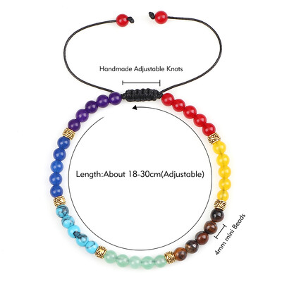 Narukvice od mini perli od 4 mm Reiki Narukvica za ravnotežu iscjeljivanja 7 čakri za žene Muškarci Yoga od prirodnog kamena Ručno izrađene narukvice ženski nakit
