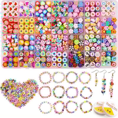 1 cutie 28 stiluri drăguțe din argilă polimerică Kit de fabricare a brățărilor și a colierelor Charms cutie cadou pentru fabricarea de bijuterii Accesorii DIY
