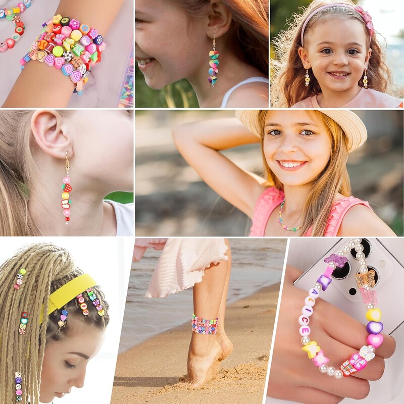 1 cutie 28 stiluri drăguțe din argilă polimerică Kit de fabricare a brățărilor și a colierelor Charms cutie cadou pentru fabricarea de bijuterii Accesorii DIY