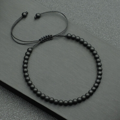 Új Makramé karkötő Férfi Női Állítható 4mm Karkötő Gyöngyök Természetes Lava Tiger Eyes Braslet Boyfriend Fesztivál kiegészítők