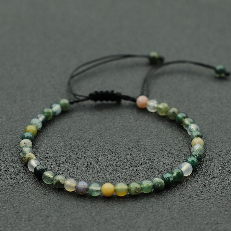 Új Makramé karkötő Férfi Női Állítható 4mm Karkötő Gyöngyök Természetes Lava Tiger Eyes Braslet Boyfriend Fesztivál kiegészítők