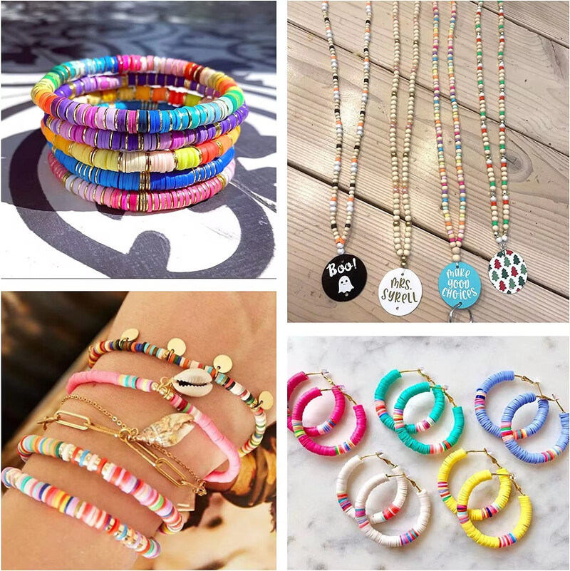 Set de 5000 bucăți de mărgele de argilă pentru fabricarea brățărilor, 48 de culori Set de mărgele rotunde de argilă Heishi pentru bijuterii, brățări, colier, cercei