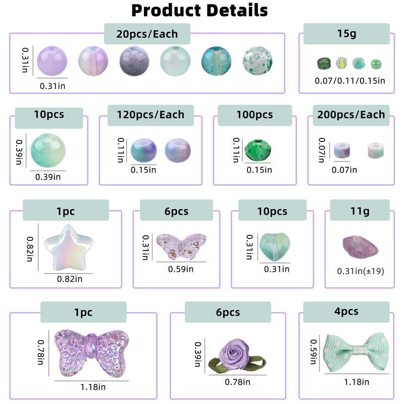 Stikla krelles rotaslietu izgatavošanas komplektam Kristāla krelles Rokassprādzes Sveķu krelles Sēklu krelles Pērļošanas piederumi Rokassprādze Auskaru Kaklarota