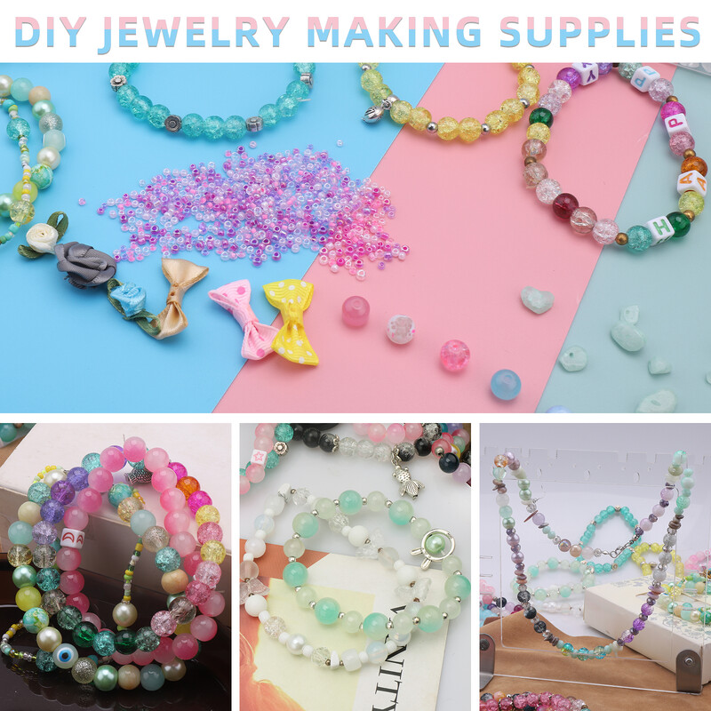 Stikla krelles rotaslietu izgatavošanas komplektam Kristāla krelles Rokassprādzes Sveķu krelles Sēklu krelles Pērļošanas piederumi Rokassprādze Auskaru Kaklarota