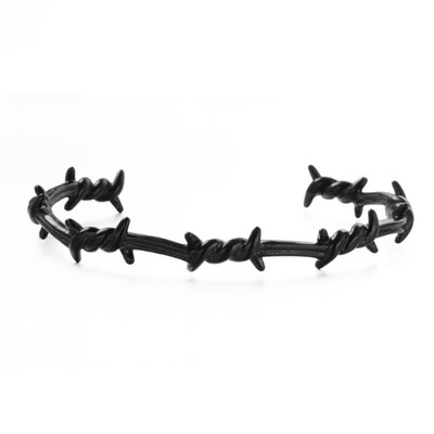 Móda osobnosť Thorn Line Geometrický rukáv Ostnatý drôt Otvorený náramok pre mužov Punk náramok Trend šperky darček