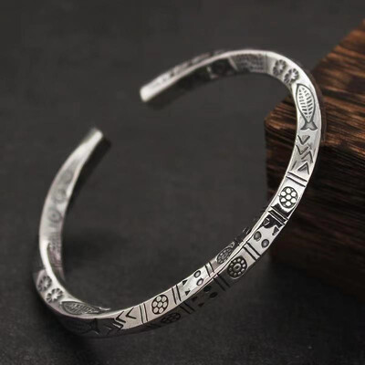 Móda osobnosť Thorn Line Geometrický rukáv Ostnatý drôt Otvorený náramok pre mužov Punk náramok Trend šperky darček