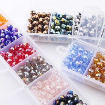 1050Pcs/Κουτί 21Colors 6mm AB Rondelle Faceted Crystal Glass Στρογγυλό Σχήμα Χάντρες DIY Making Earing Κολιέ Αξεσουάρ κοσμημάτων