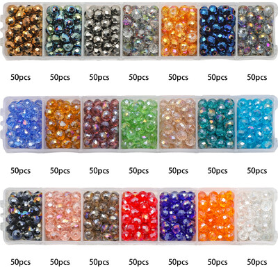1050 buc/cutie, 21 culori, 6 mm AB Rondelle, sticlă de cristal fațetată, mărgele de formă rotundă, bricolaj, fabricarea de cercei, colier, accesorii de bijuterii