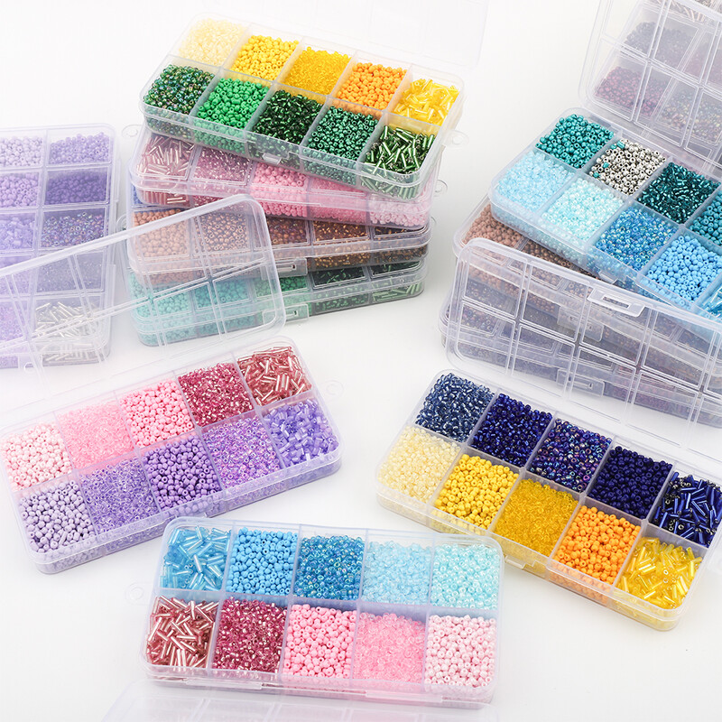 130g/készlet Üveg Kerek Maggyöngyök Tubus Laza gyöngyök Barkácsolás Karkötő Nyaklánc Cseh kristály Ékszerkészítés Kézzel Készített Kiegészítők