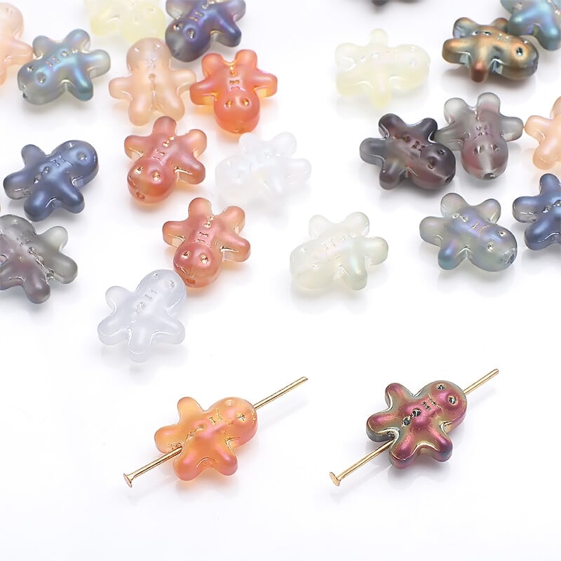 20db 14x15MM karácsonyi mézeskalács férfi matt kristályüveg távtartó gyöngyök ékszerkészítéshez barkácsolás fülbevaló nyaklánc kiegészítők