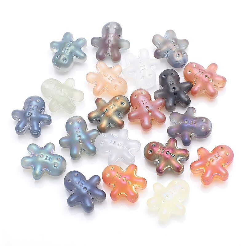 20db 14x15MM karácsonyi mézeskalács férfi matt kristályüveg távtartó gyöngyök ékszerkészítéshez barkácsolás fülbevaló nyaklánc kiegészítők