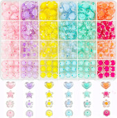 1 doboz aranyos akril gyöngyök karkötőkészítő készlet szív csillag virág stílusú kerek távtartó Laza gyöngyök ékszerkészítéshez barkácsolási kiegészítők