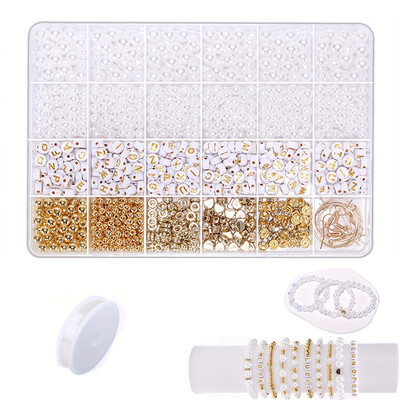 Mărgele de aur pentru kit de fabricare brățări DIY perle pandantiv acrilic margele CCB margele de cristal pentru kit de realizare de brățări pentru fete cadouri