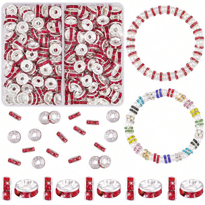 200 kom/kutija 8 mm šareni metalni dijamant Rondelle labavi razmakni set perli za izradu nakita Diy narukvica Ogrlica Dodaci