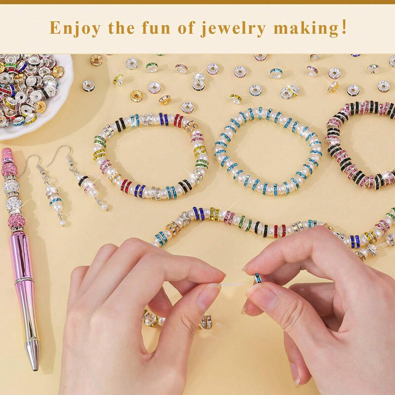 200 kom/kutija 8 mm šareni metalni dijamant Rondelle labavi razmakni set perli za izradu nakita Diy narukvica Ogrlica Dodaci