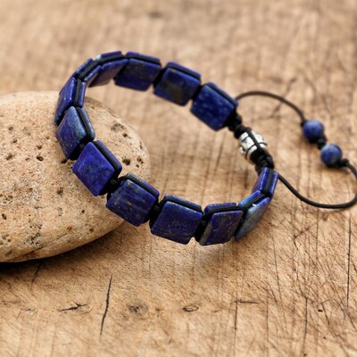 10 MM Lapis Lazuli dabīgā akmens pīta rokassprādze Bohēmijas panku vīrietis sievietēm, draudzība, šarms, rokassprādze, rokassprādze, roku darbs rotaslietas