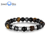 Brățări cu mărgele gravate cu nume personalizate pentru bărbați Brățară personalizată cu ochi de tigru obsidian negru cadou pentru soț, tată, fiu
