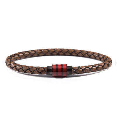 Brățară din piele naturală împletită, neagră, vintage, bărbați, femei, închizătoare magnetică din oțel inoxidabil, brățări pentru bărbați, bijuterii punk