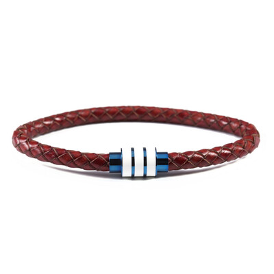 Brățară din piele naturală împletită, neagră, vintage, bărbați, femei, închizătoare magnetică din oțel inoxidabil, brățări pentru bărbați, bijuterii punk