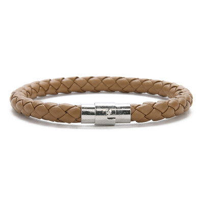 Brățară din piele naturală împletită, neagră, vintage, bărbați, femei, închizătoare magnetică din oțel inoxidabil, brățări pentru bărbați, bijuterii punk