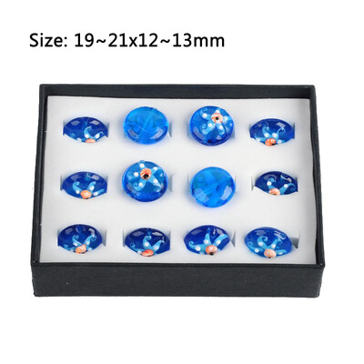 12 buc/cutie margele de sticlă lucrate manual în stil oceanic pentru fabricarea de bijuterii vintage DIY mărgele rotundă plată cu stea de mare F80