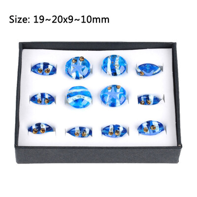 12 buc/cutie margele de sticlă lucrate manual în stil oceanic pentru fabricarea de bijuterii vintage DIY mărgele rotundă plată cu stea de mare F80