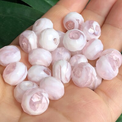 10 mm ljubičasto bijele murano prozirne fasetirane rondelle valovite kristalne staklene perle za izradu narukvica za žene Diy Accessorie