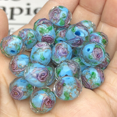 10 mm ljubičasto bijele murano prozirne fasetirane rondelle valovite kristalne staklene perle za izradu narukvica za žene Diy Accessorie