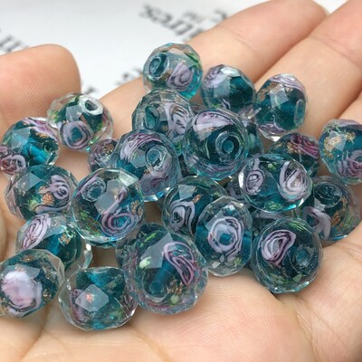 10 mm ljubičasto bijele murano prozirne fasetirane rondelle valovite kristalne staklene perle za izradu narukvica za žene Diy Accessorie