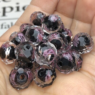 10 mm ljubičasto bijele murano prozirne fasetirane rondelle valovite kristalne staklene perle za izradu narukvica za žene Diy Accessorie