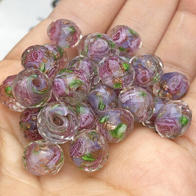 10 mm ljubičasto bijele murano prozirne fasetirane rondelle valovite kristalne staklene perle za izradu narukvica za žene Diy Accessorie