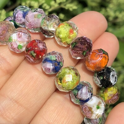 12mm 10ks Murano priehľadné fazetované rondelové viacfarebné krištáľové sklenené korálky na výrobu náramkov pre ženy, DIY doplnky.