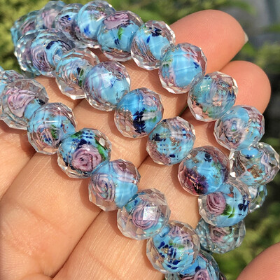 12mm 10ks Murano priehľadné fazetované rondelové viacfarebné krištáľové sklenené korálky na výrobu náramkov pre ženy, DIY doplnky.